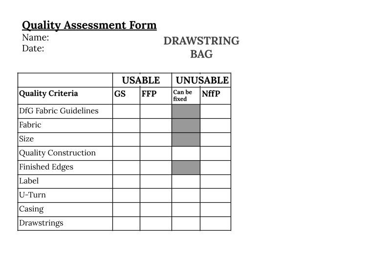 Drawstring Bag Assessment