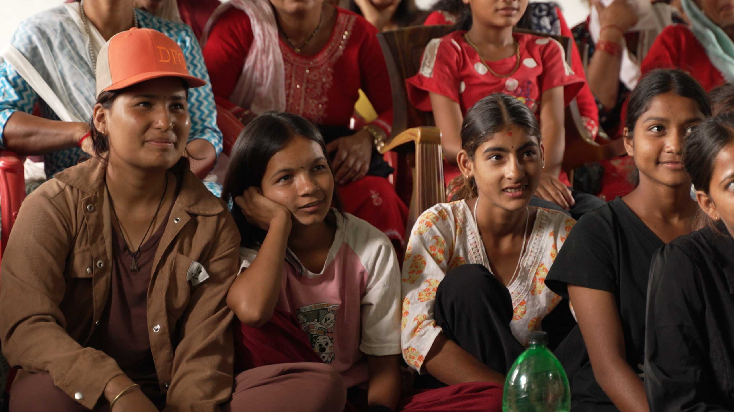 large classroom filled with girls from Nepal